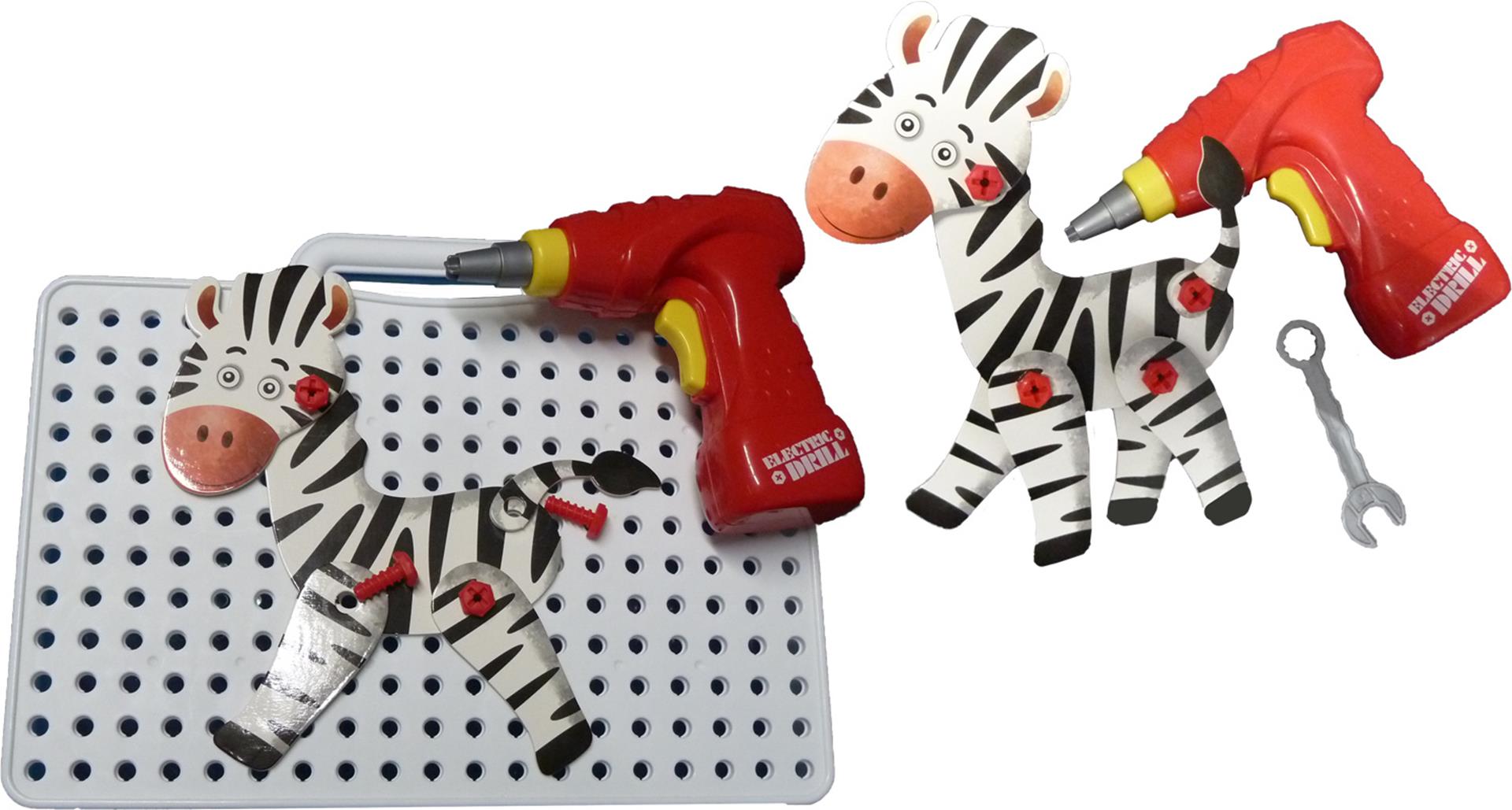 Schmidt 3d schroefpuzzel met 8 wilde dieren en schroefmachine op batterijen