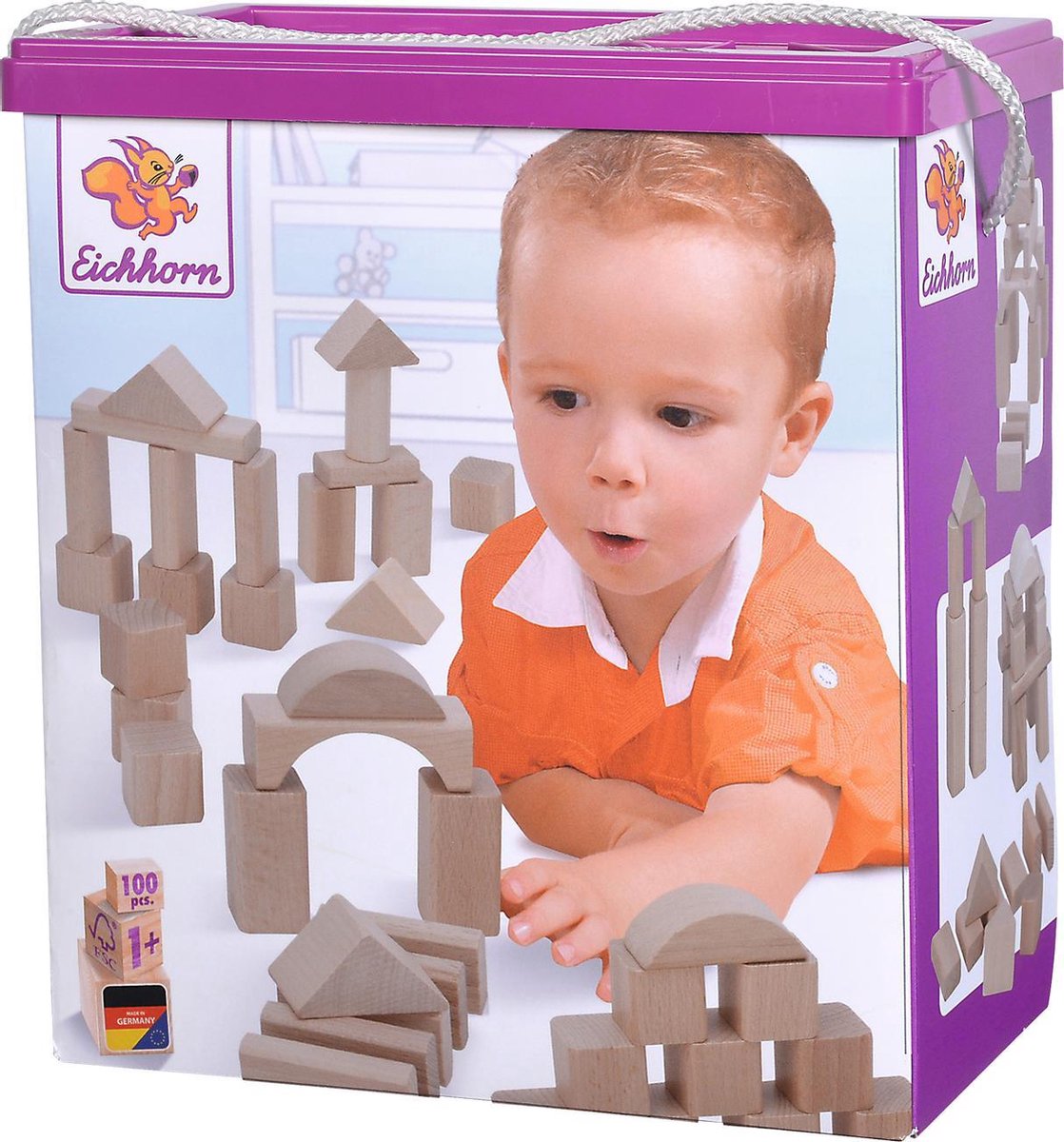 Eichhorn-Holzblöcke, 100 Stück.
