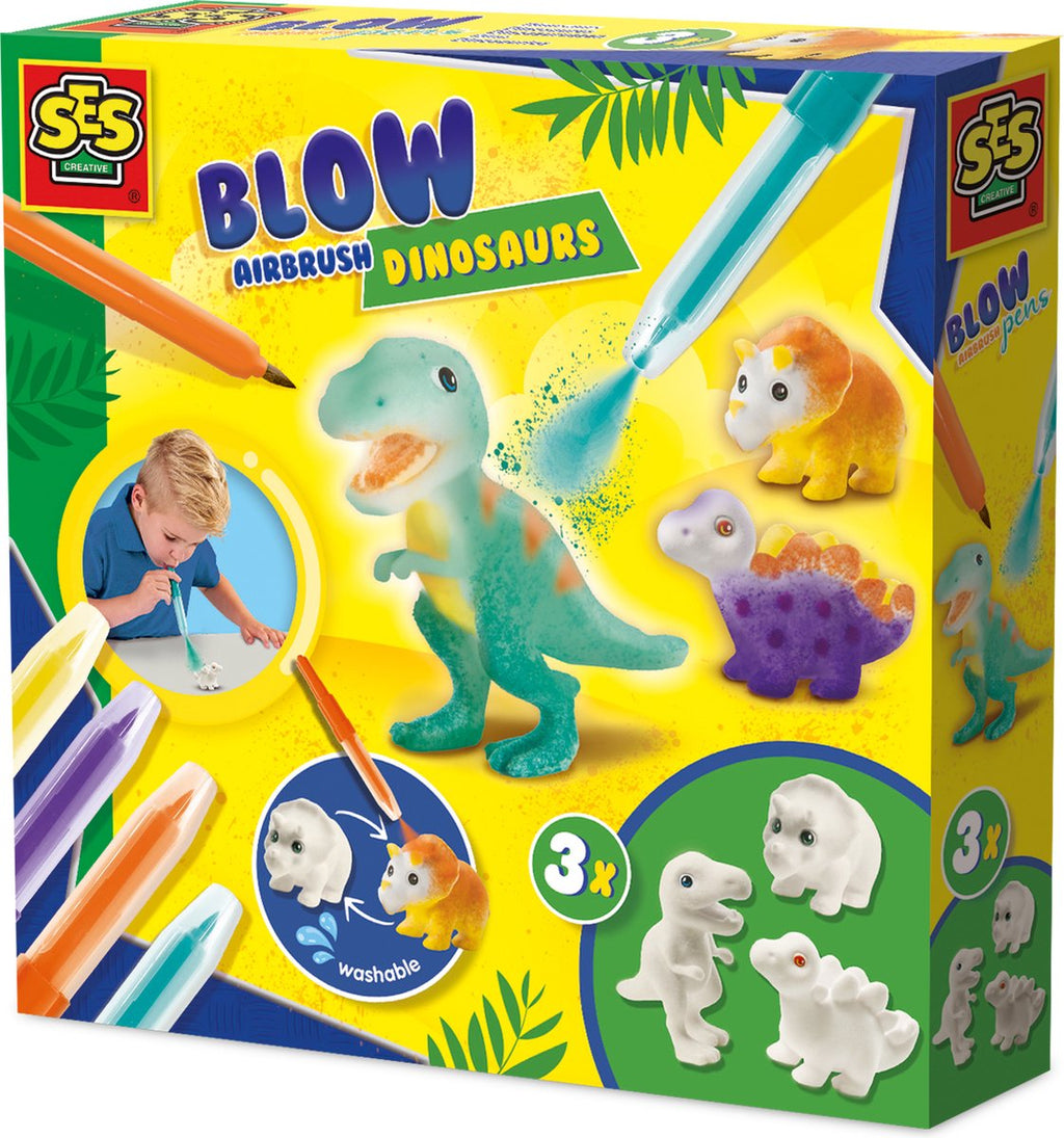 SES Blow Airbrush-Stifte - Dinosaurier, 3 Stück.