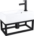 Differnz force fonteinset - 40x22x11.5cm - kraan recht - mat zwart - met handdoekrek - keramiek
