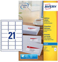 Avery huismerk l7160-250 laserprinter etiket 63.5x38.1mm wit