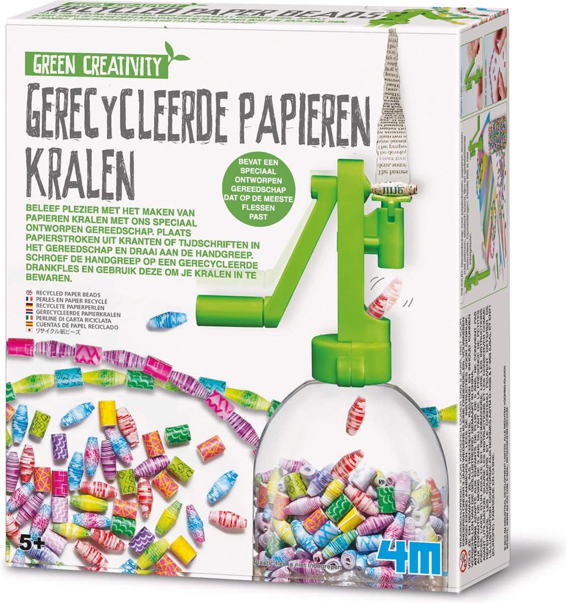 4m knutselen - creëer zelf papieren kralenkettingen - hobbypakket - green creativity - 5 jaar