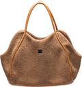 Designed by lotte tebby draagtas hond - hondentas - voor kleine honden - teddy-stof - cognac - 43x18x35 cm