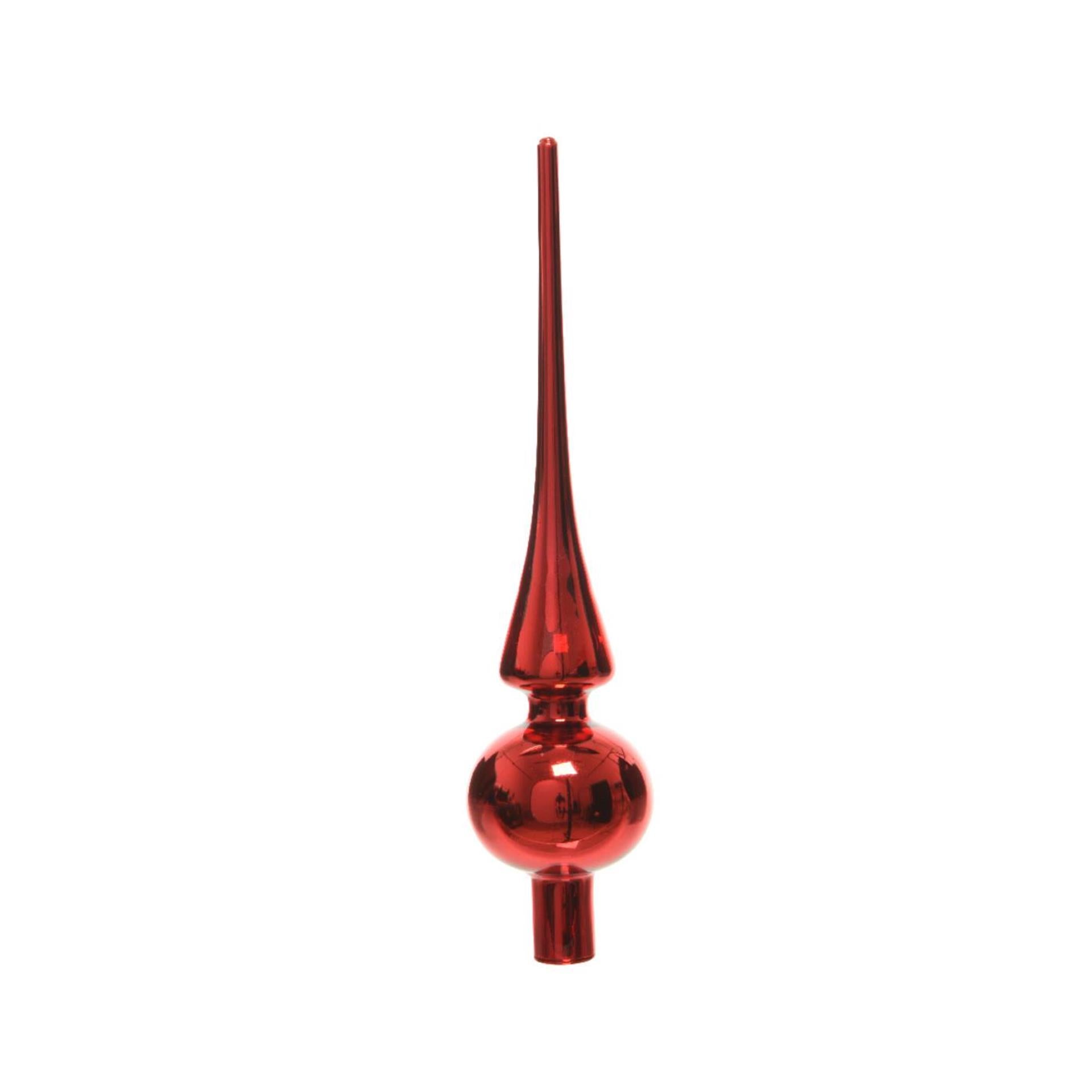 Decoris piek glas glans kerst rood 26cm