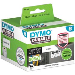 Dymo originele duurzame labelwriter labels | 57 mm x 32 mm | witte poly | 800 zelfklevende etiketten | stevige labels voor de labelwriter labelprinters