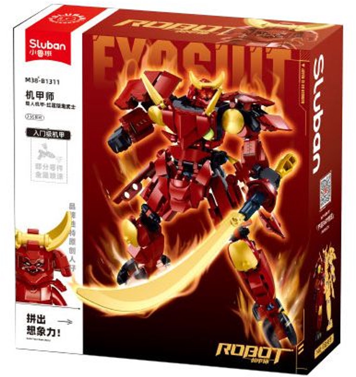 Sluban exosuit red samurai bouwspeelgoed actiefiguur – constructiespeelgoed – bouwset met 236 bouwstenen – m38-b1311 – vanaf 6 jaar