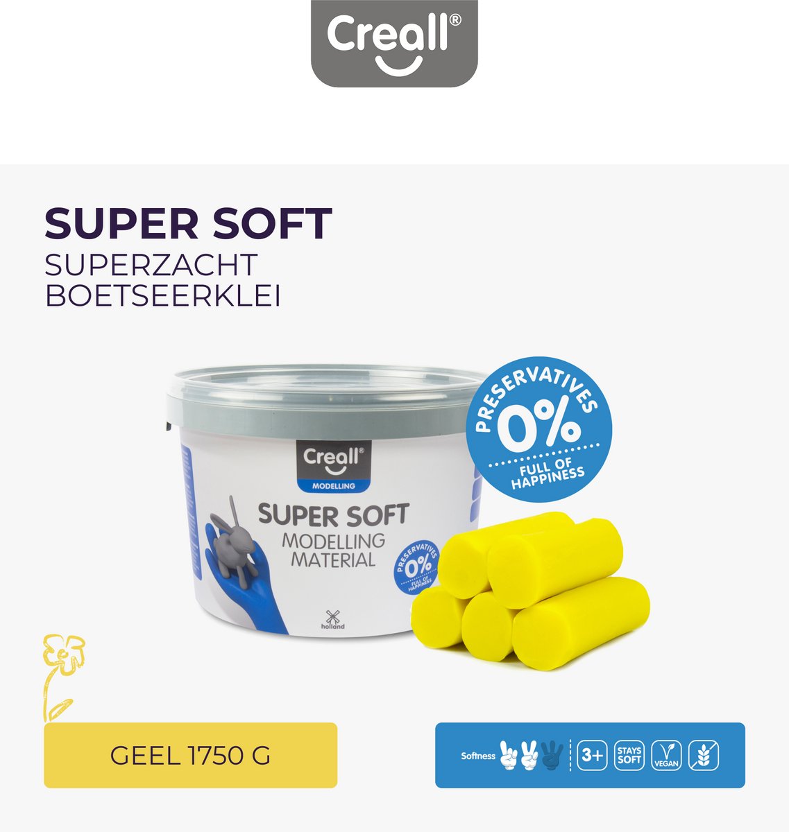 Creall supersoft clay yellow, 1750gr.