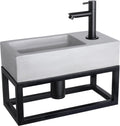 Differnz ravo fonteinset - 38.5x18.5x25cm - rechthoek - 1 kraangat - recht matte zwarte kraan - met zwart frame - beton lichtgrijs