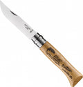 Opinel no.08 trout engraved zakmes rvs hout
