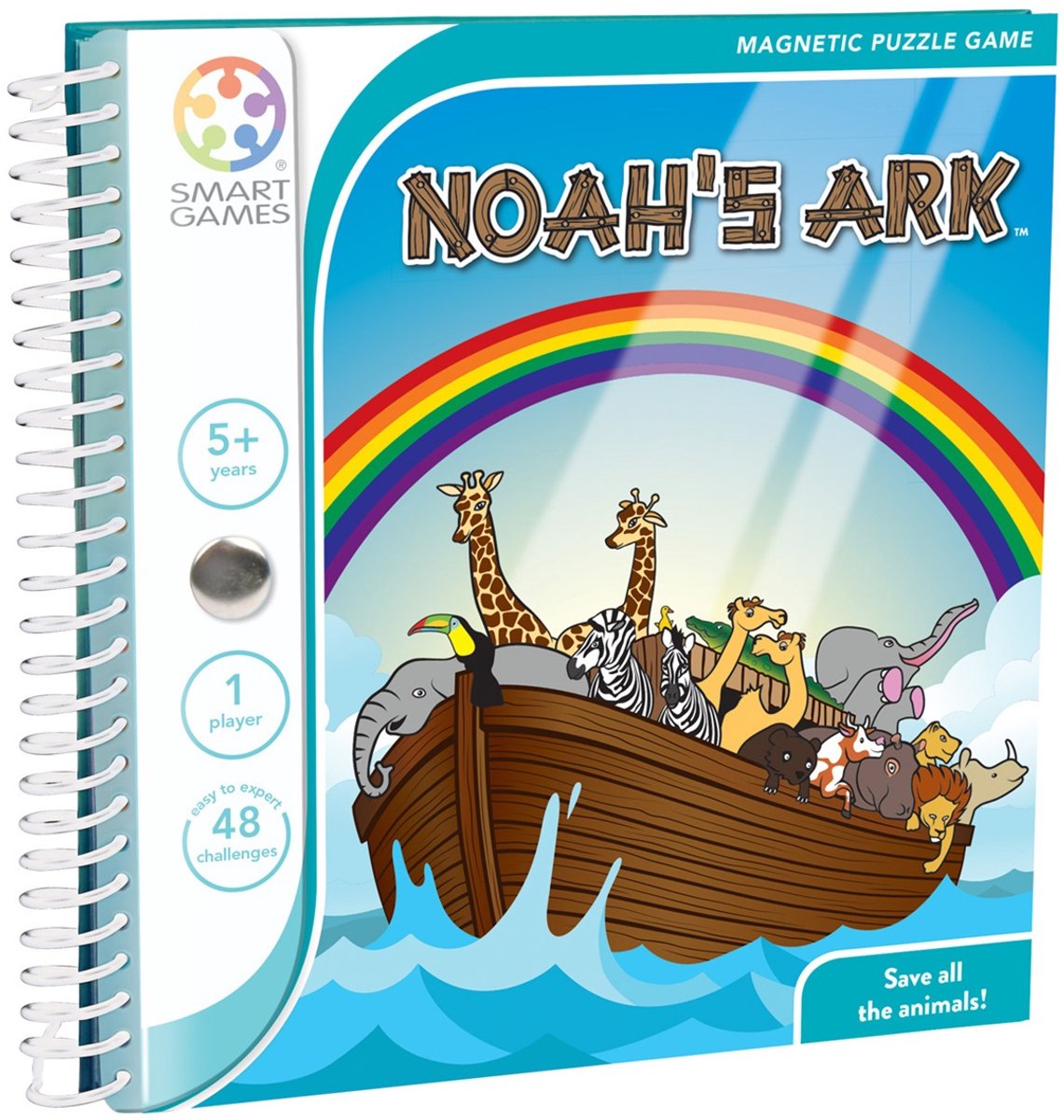 Smartgames noah's ark - magnetisch logisch denkspel - 48 beestige uitdagingen - compact reisspel solospel - vanaf 5 jaar