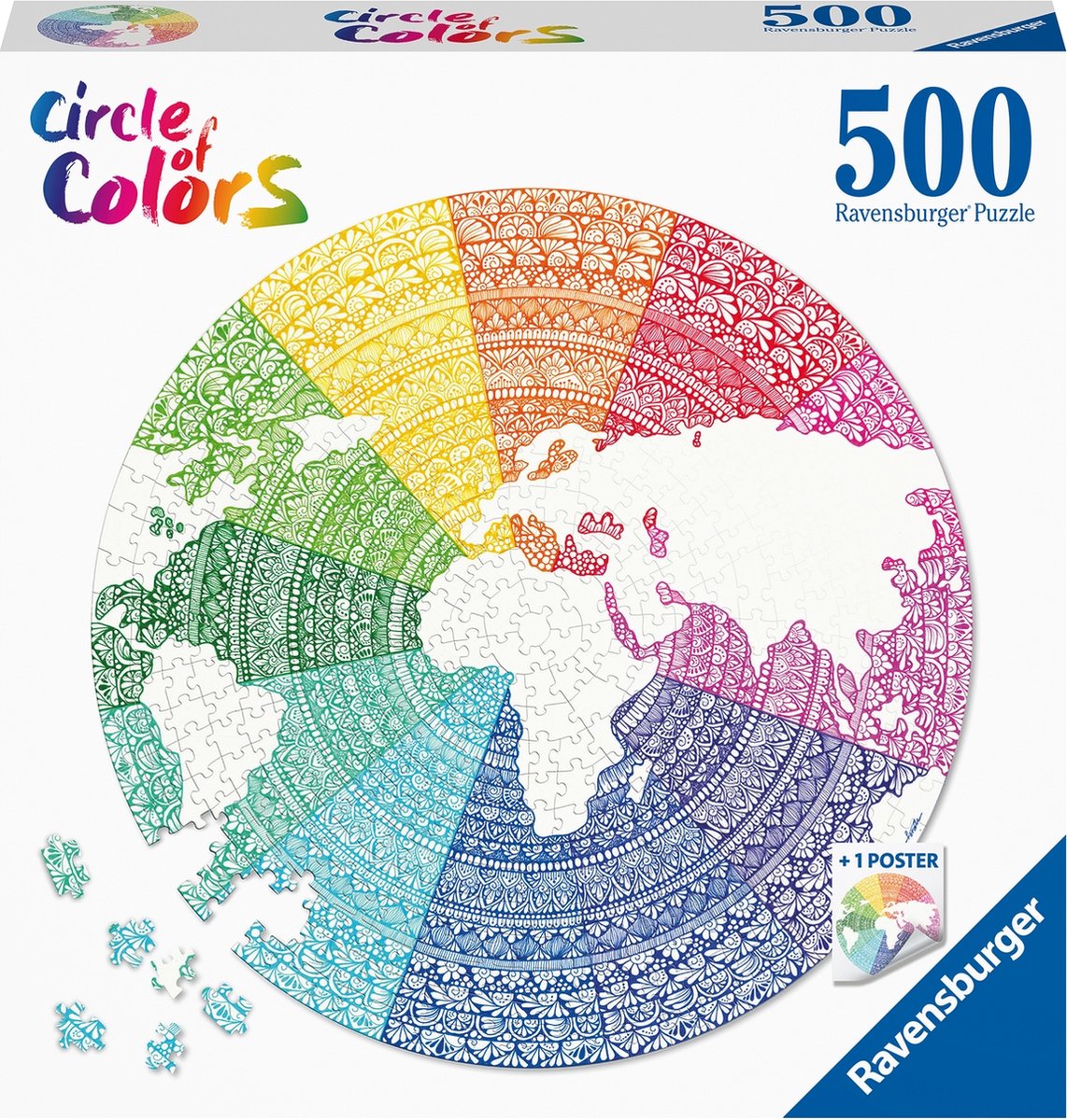 Ravensburger round puzzle circle of colors mandala - legpuzzel - 500 stukjes