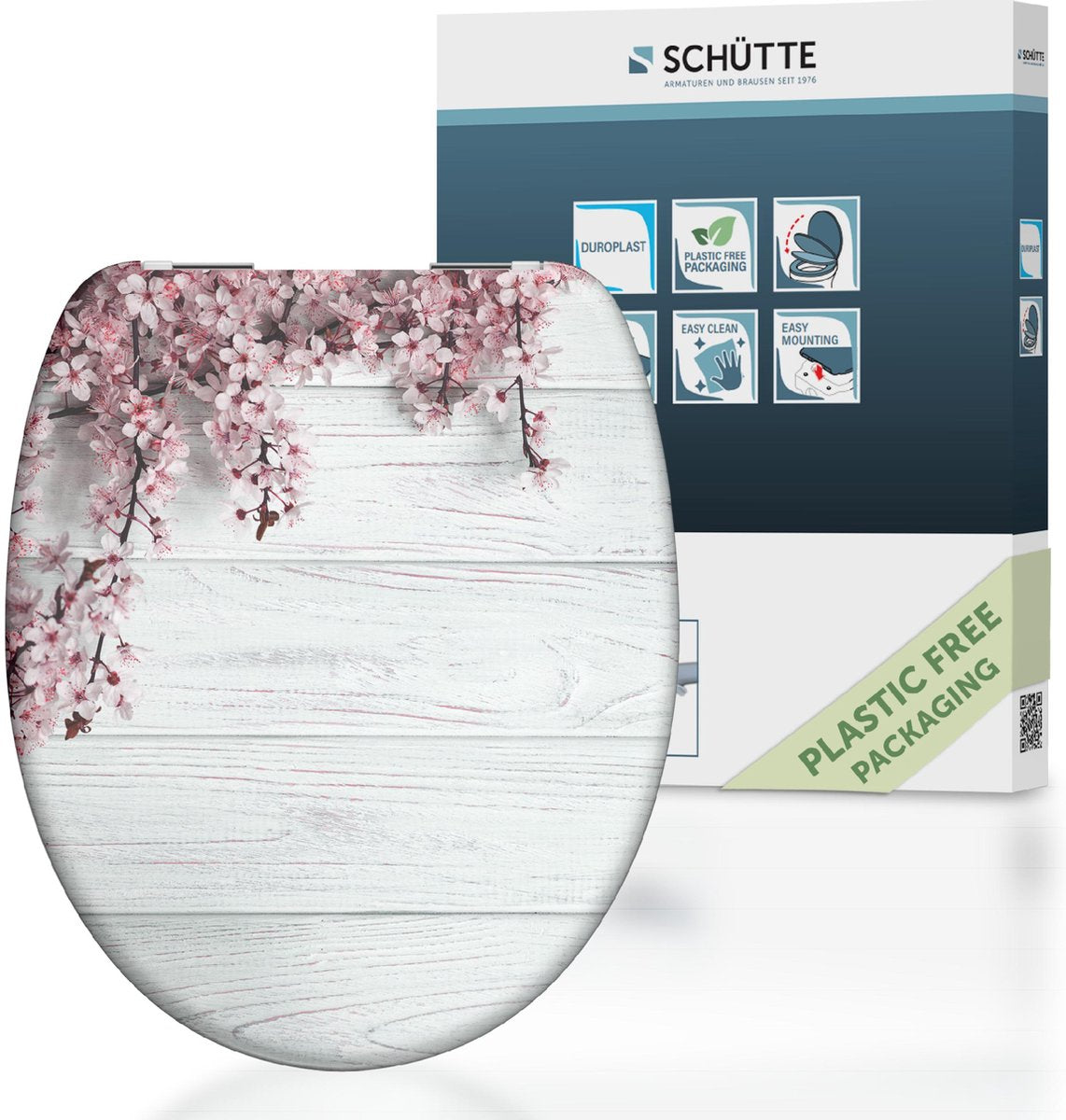 Schütte wc-bril 82197 flowers wood - duroplast - soft close - verchroomde scharnieren - decor - 1-zijdige print