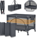 Lionelo laura - compact 3 in 1 campingbedje, box babybed - lichtgewicht - 2 hoogtes - wielen met rem - gaas zijpanelen peuter ingang - inclusief draagtas opbergzak - reisbedje