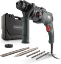 Powerplus elektrische klopboormachine powp3010 - 4 in 1: boren hamerboren beitelen en beitelrotatie, 800 w boormachine, 4 j, sds-plus, 5 accessoires