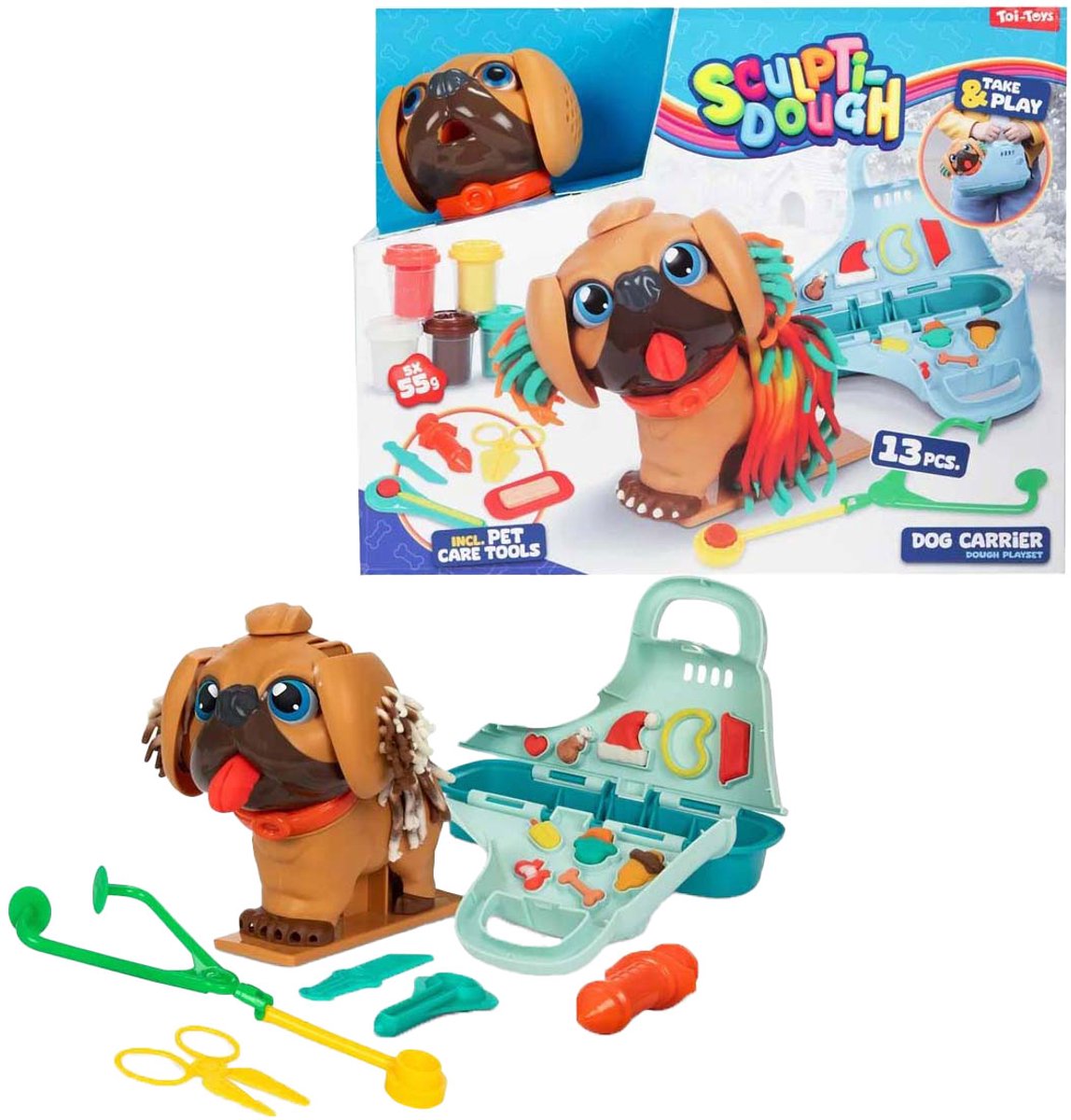 Toi-Toys Sculptidough Knete-Set Tierpfleger Hund, 13 Stück.