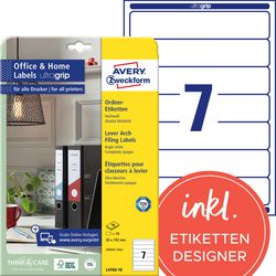 Ordnerrugetiket zweckform 38x192mm wit perm. 70 etik. 10 vel