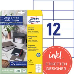 Avery etiketten zweckform 105 x 48 mm papier wit 120 stuks