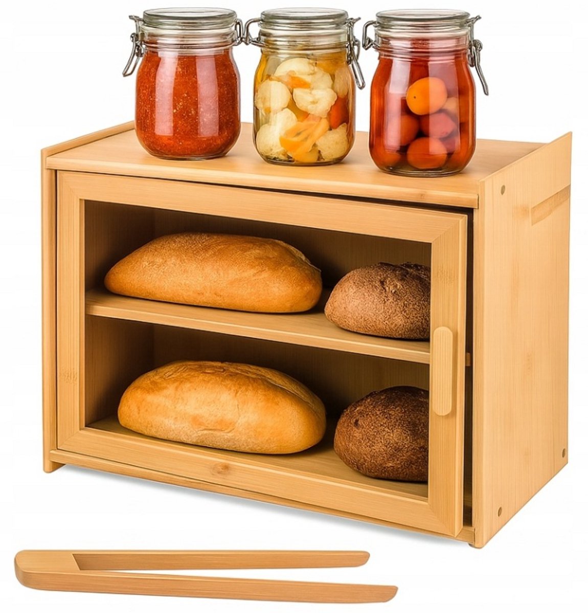 Brunbeste bamboe dubbeldeks broodtrommel – 2-laags broodkast