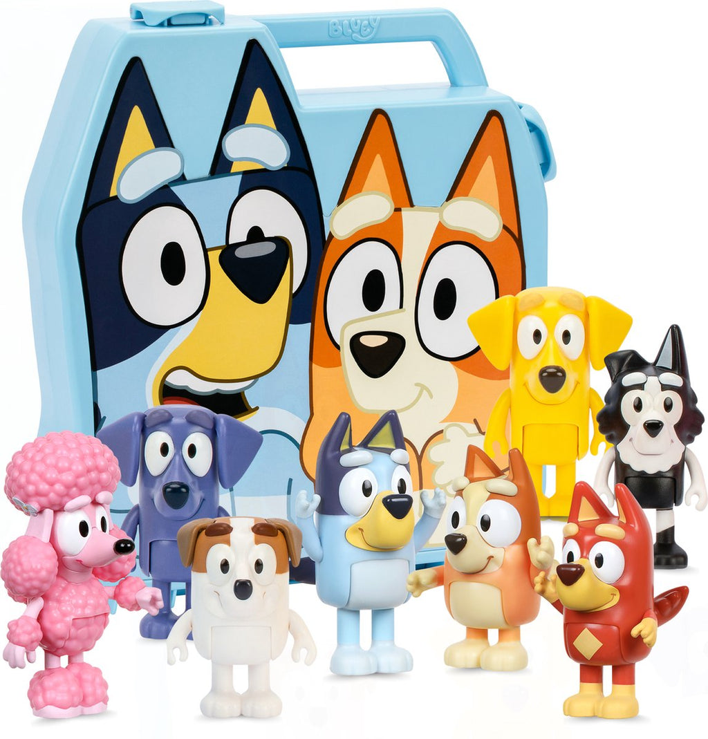 Moose toys bluey play go koffer met 8 speelfiguren