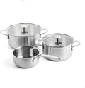 Kitchenaid stainless steel kookpannenset 5-delig - 16 20 24cm - 1.5 3.1 4.8l - pfas-vrij - rvs pannenset - pannenset inductie - ovenbestendig tot 220°c - met glazen deksel - zilver
