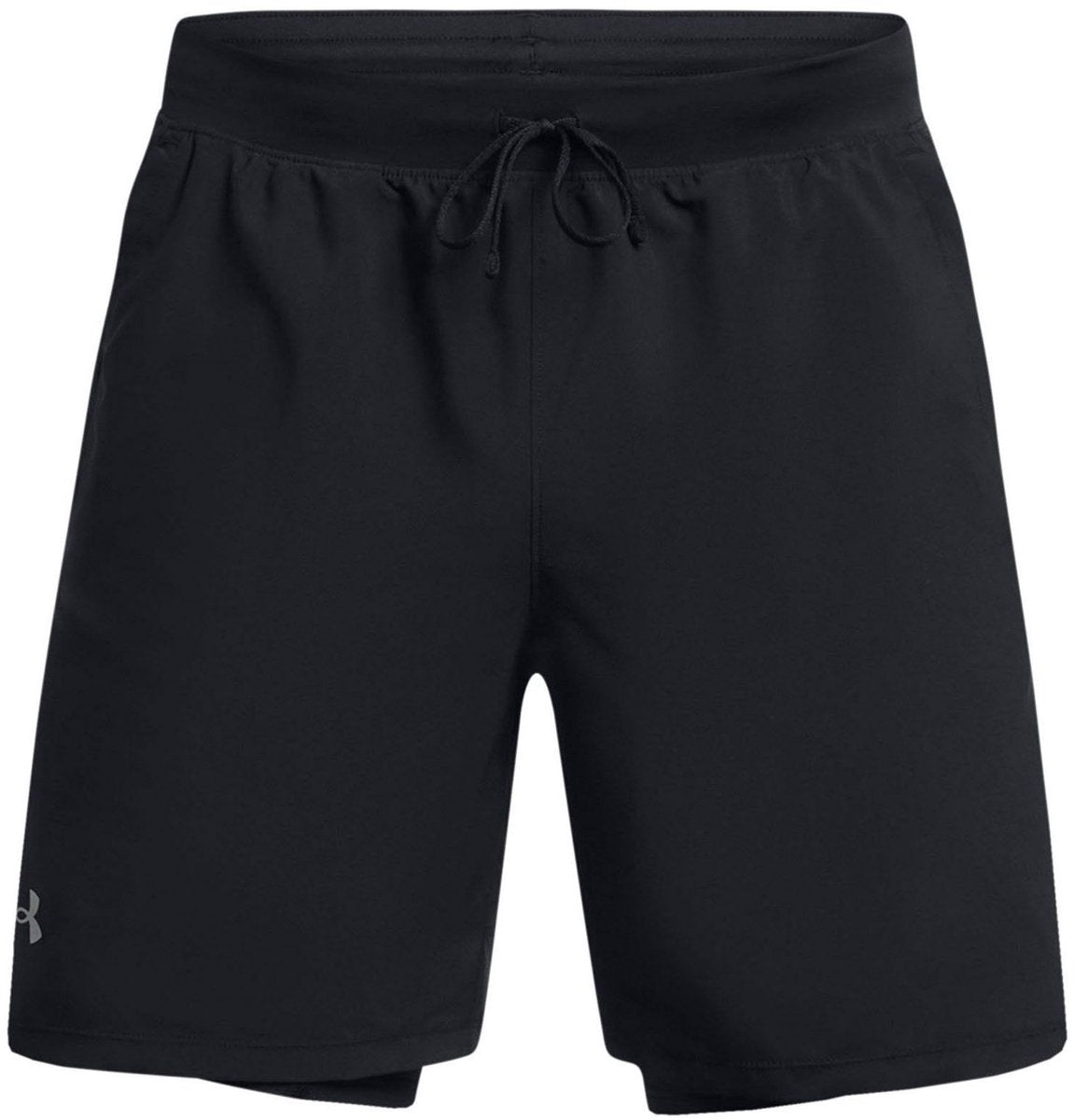 Under armour ua launch 7'' 2-in-1 shorts-blk heren sportbroek - zwart - reflecterend xxl