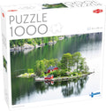 Tactic scandinavian cottage – puzzel – 1000 stukjes – rustig scandinavisch eilandlandschap – rode houten huisjes aan het water – hoogwaardige scandinavische kwaliteit