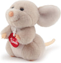 Trudi - no knuffel muis 14 cm - handgemaakt in italie - zacht pluche - knuffeldier voor jongens en meisjes - roze grijs - 13x14x14 cm maat xs