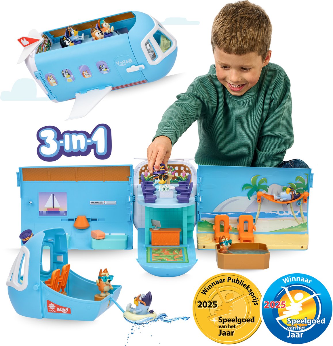 Moose Toys Bluey 3-in-1 Flugzeug mit 2 Figuren
