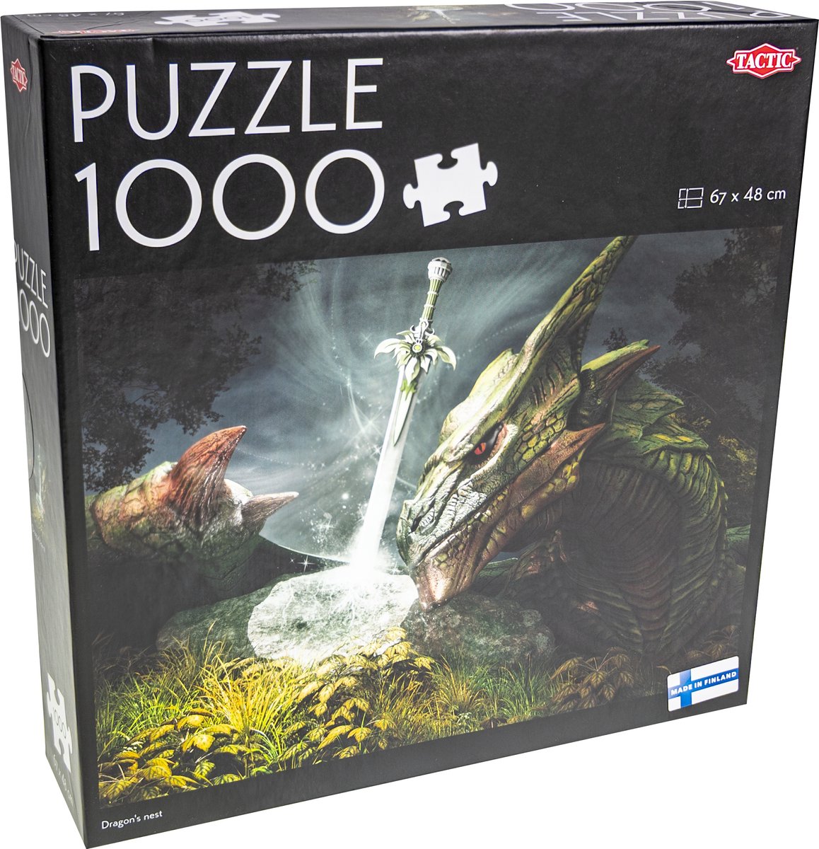 Tactic dragon’s nest – puzzel – 1000 stukjes – epische fantasy met draken – mystiek zwaard in het woud – hoogwaardige scandinavische kwaliteit