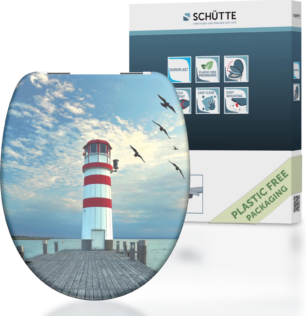 Schütte wc-bril 82149 lighthouse - duroplast - soft close - verchroomde scharnieren - decor - 1-zijdige print