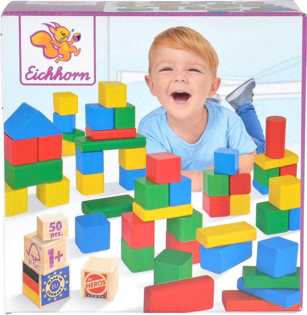 Eichhorn Holzbausteine, farbig, 50 Stück.