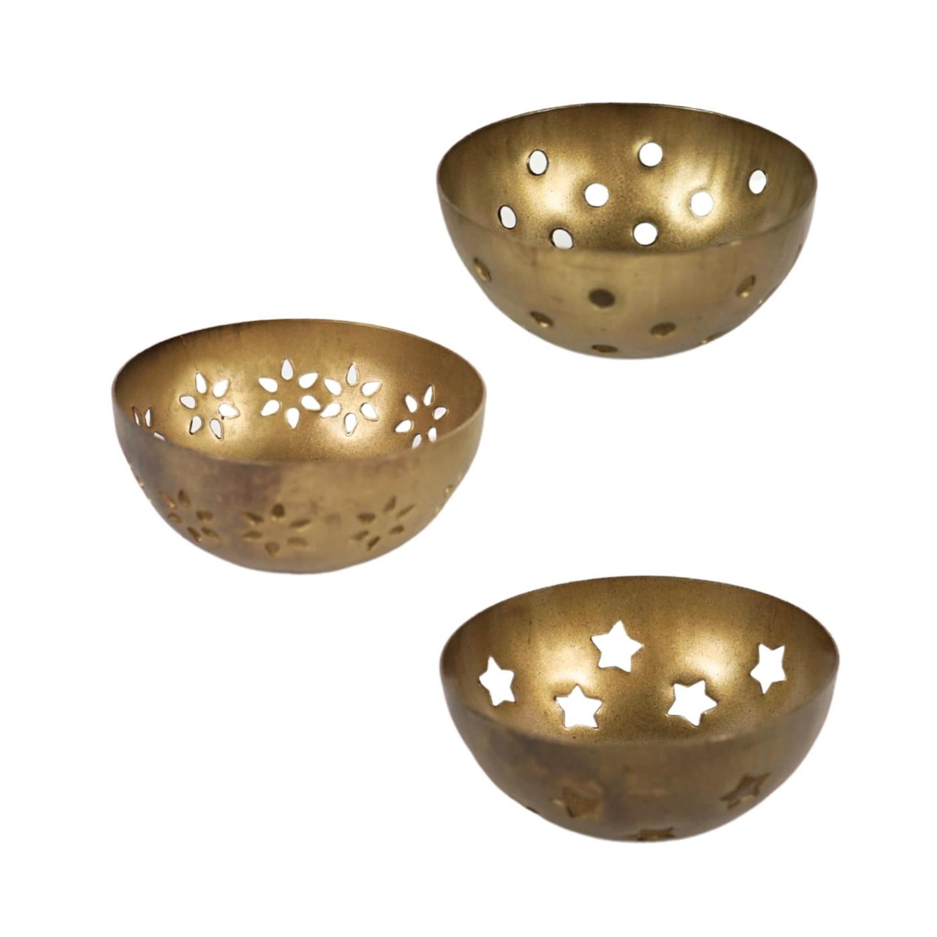 Theelichthouder-amberhouder goud 7,5cm