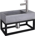 Differnz force fonteinset - beton donkergrijs - kraan recht mat chroom - met handdoekrek - 40 x 22 x 9 cm