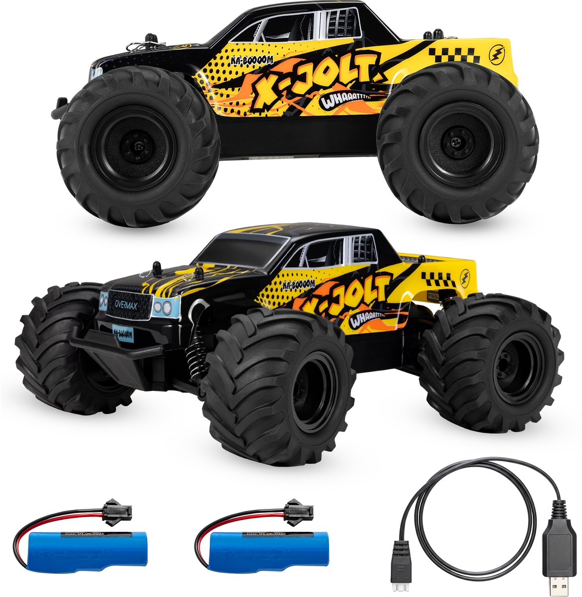 Overmax x-jolt rc auto – 20 km u – achterwielaandrijving, 2 accu’s tot 30 min rijtijd, vering, stootbumper, offroad banden, plooibare snelheidsregeling, ergonomische afstandsbediening – racewagen voor kinderen volwassenen - bestuurbare auto
