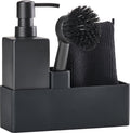 Zone denmark afwasset 19 x 6 x 20,5 cm met vaatdoekje, keramieke zeepdispenser, afwasborstel en keukenorganizer- 4 stuks black - afwas set