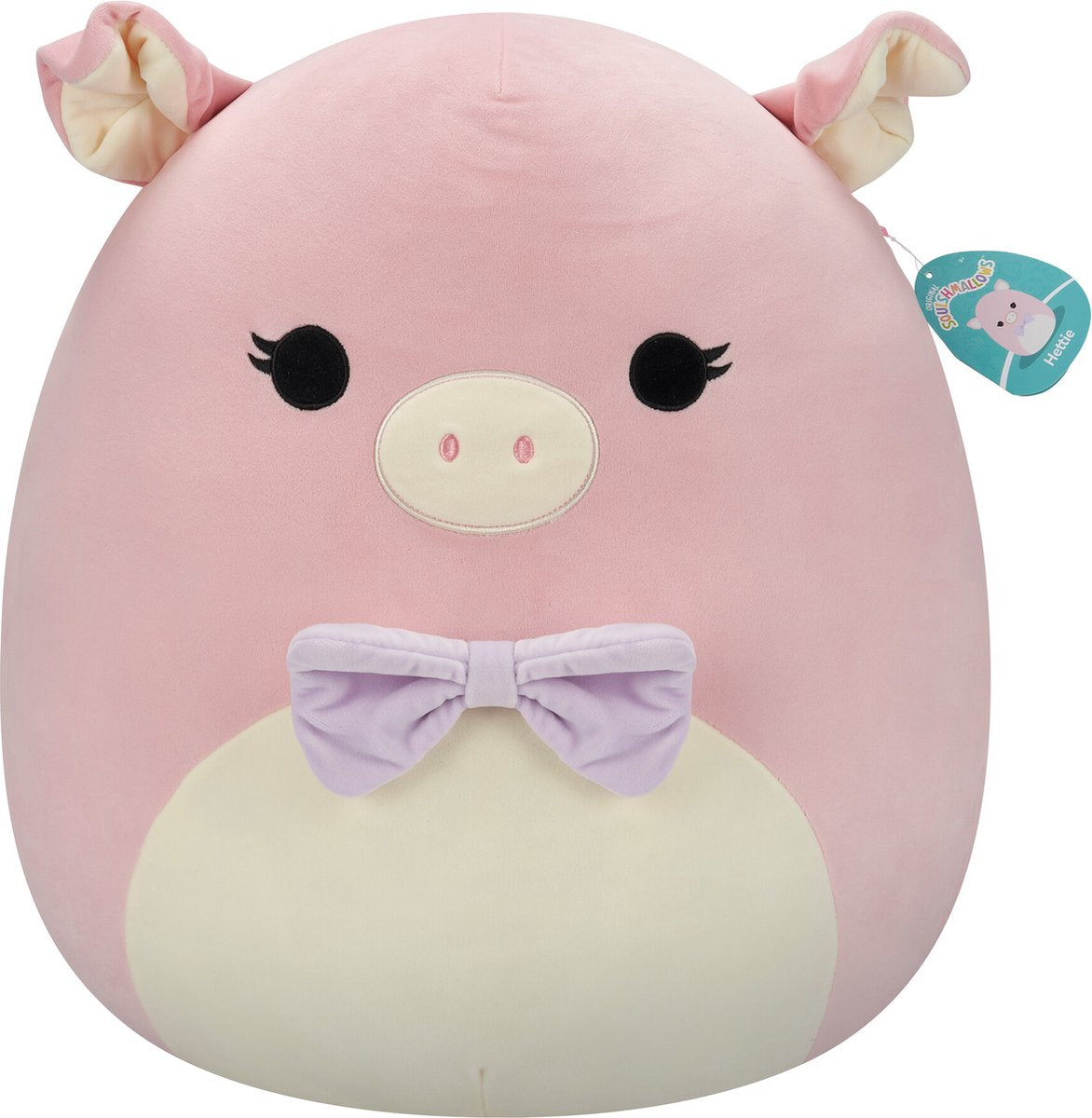 Squishmallows - hettie - pink pig w purple bow tie 50cm pluche