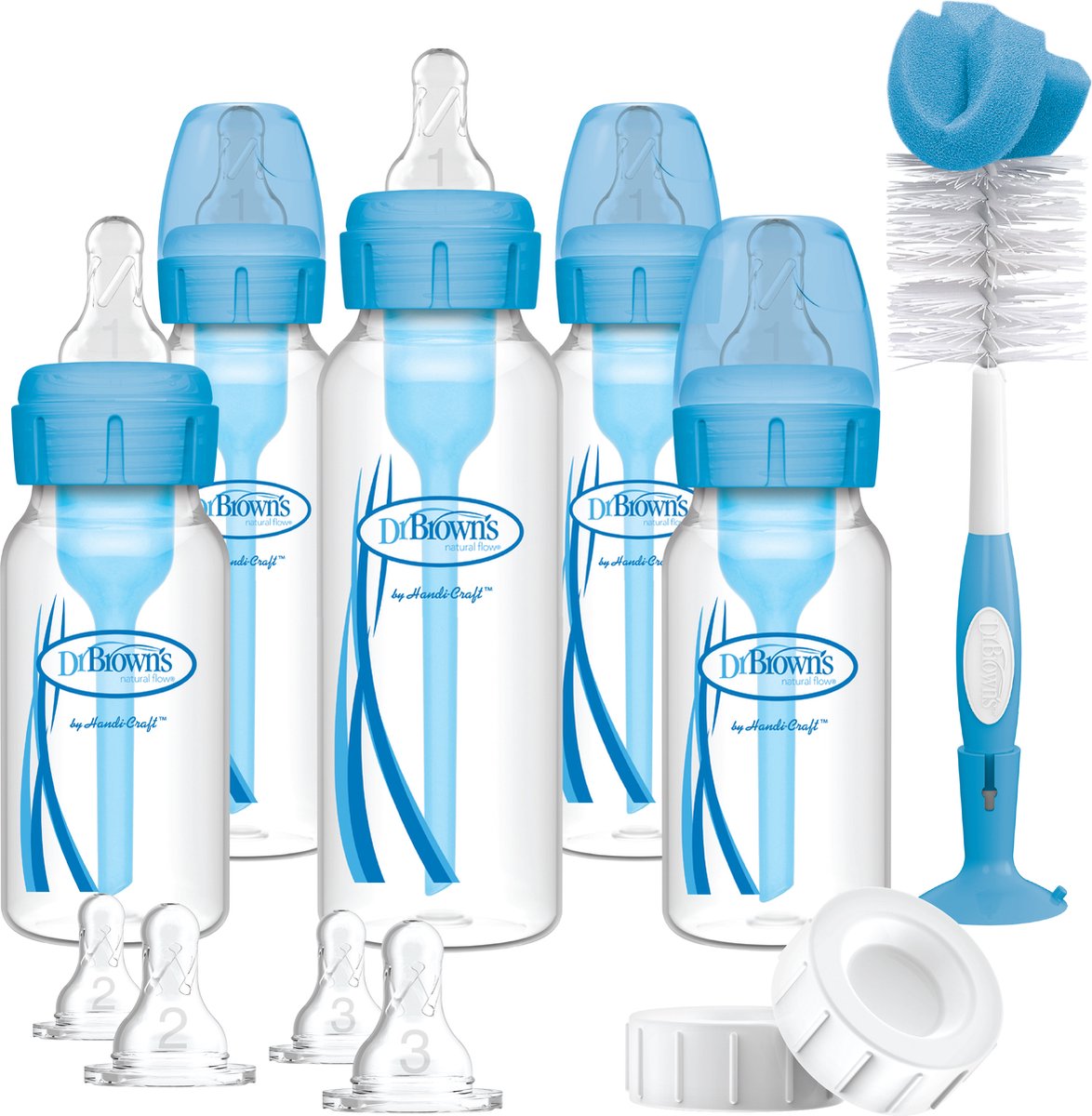 Dr. brown's options+ anti-colic starterset - smalle halsfles - blauw
