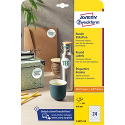 Avery zweckform etiket avery 40mm rond wit 10 vel 24 etiketten per vel