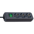Brennenstuhl eco-line stekkerdoos met schakelaar 3-voudig zwart 1,5 m h05vv-f 3g1,5