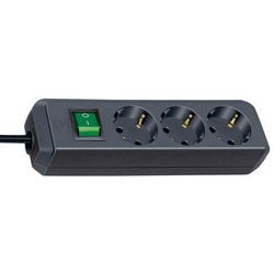 Brennenstuhl eco-line stekkerdoos met schakelaar 3-voudig zwart 1,5 m h05vv-f 3g1,5