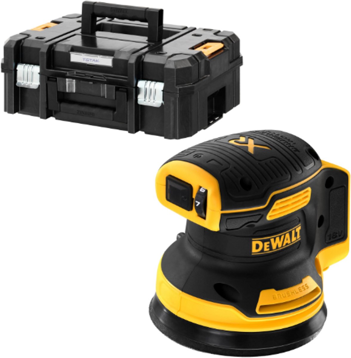 Dewalt excenterschuurmachine 125mm dcw210 - 18v - in tstak koffer - zonder accu