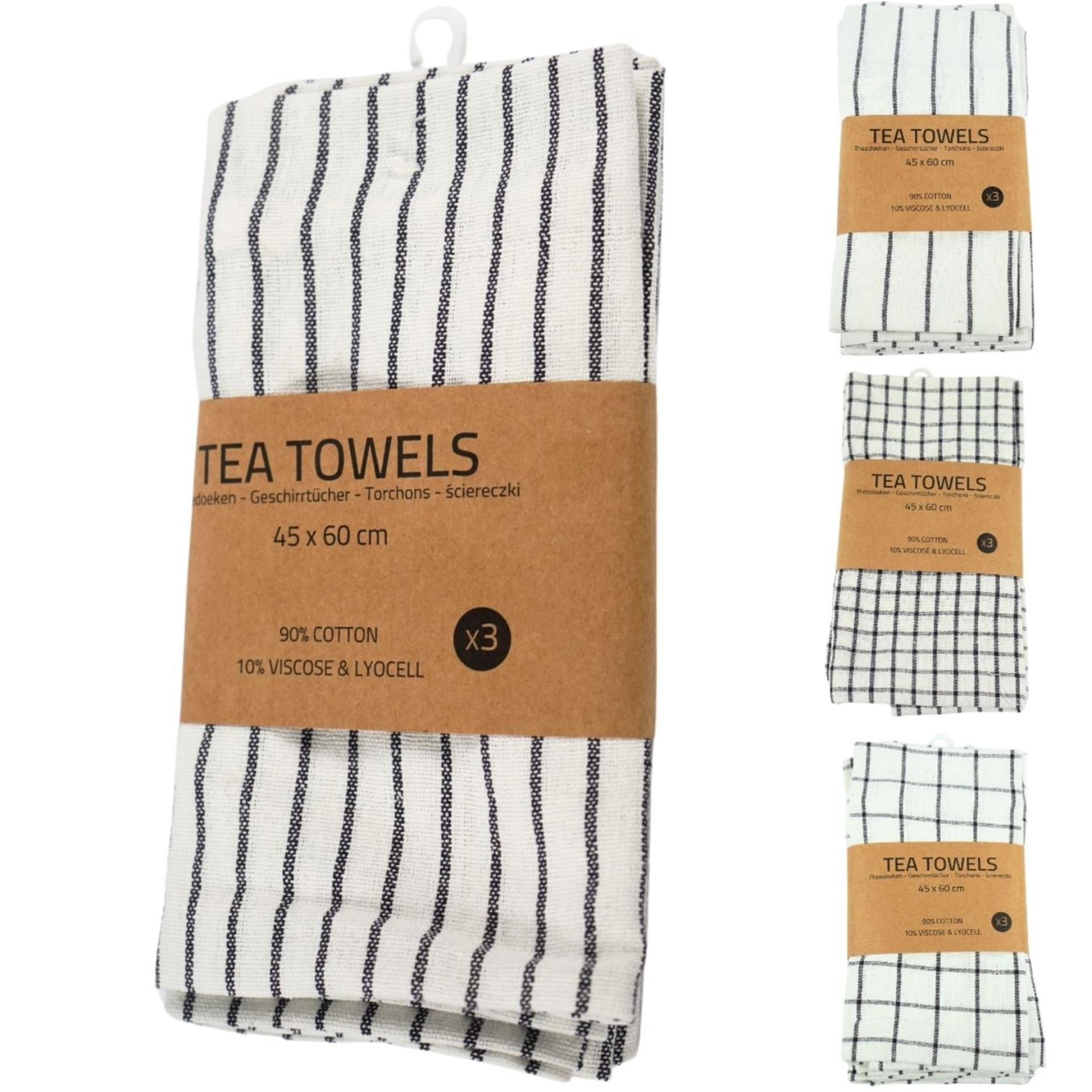 Theedoekset 3-delig 45x60cm 4 assorti
