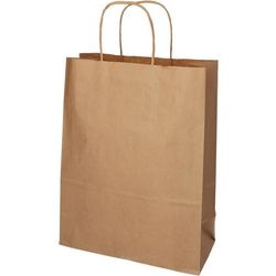 Draagtas papstar met gedraaid handvat 280x220x100mm kraftpapier bruin