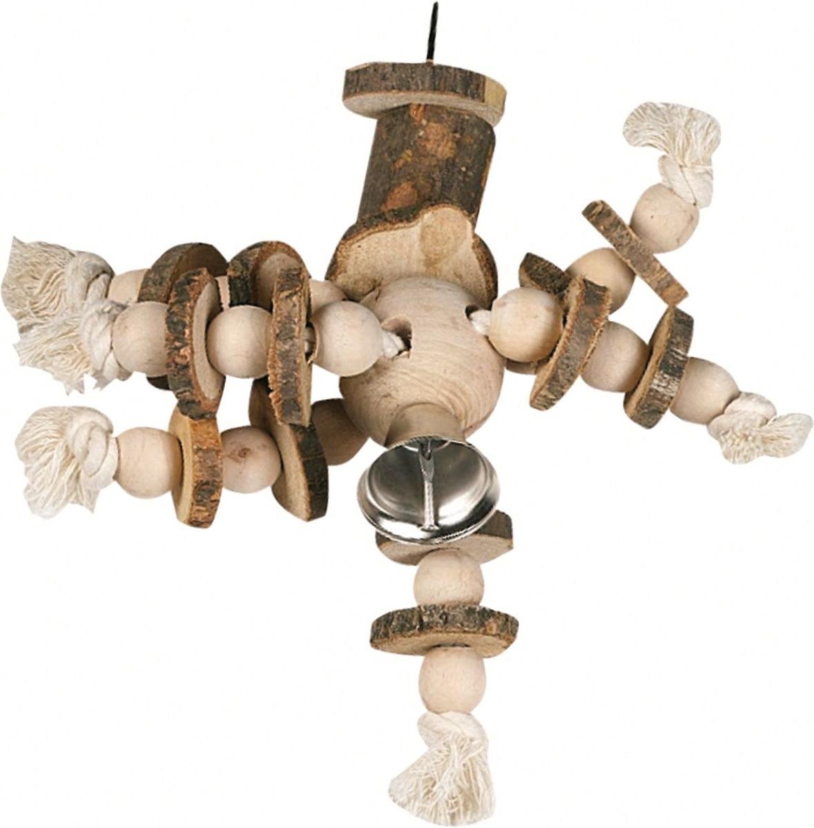 Flamingo - vogelspeelgoed kooihanger hout met grote bel - bruin - 22 x 22 x 20 cm one size