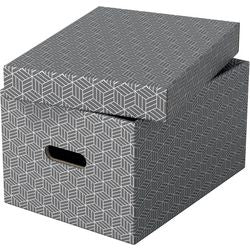 Esselte home middelgrote opbergdoos met deksel - set van 3 stuks - 100% gerecycled karton en 100% recyclebaar - grijs