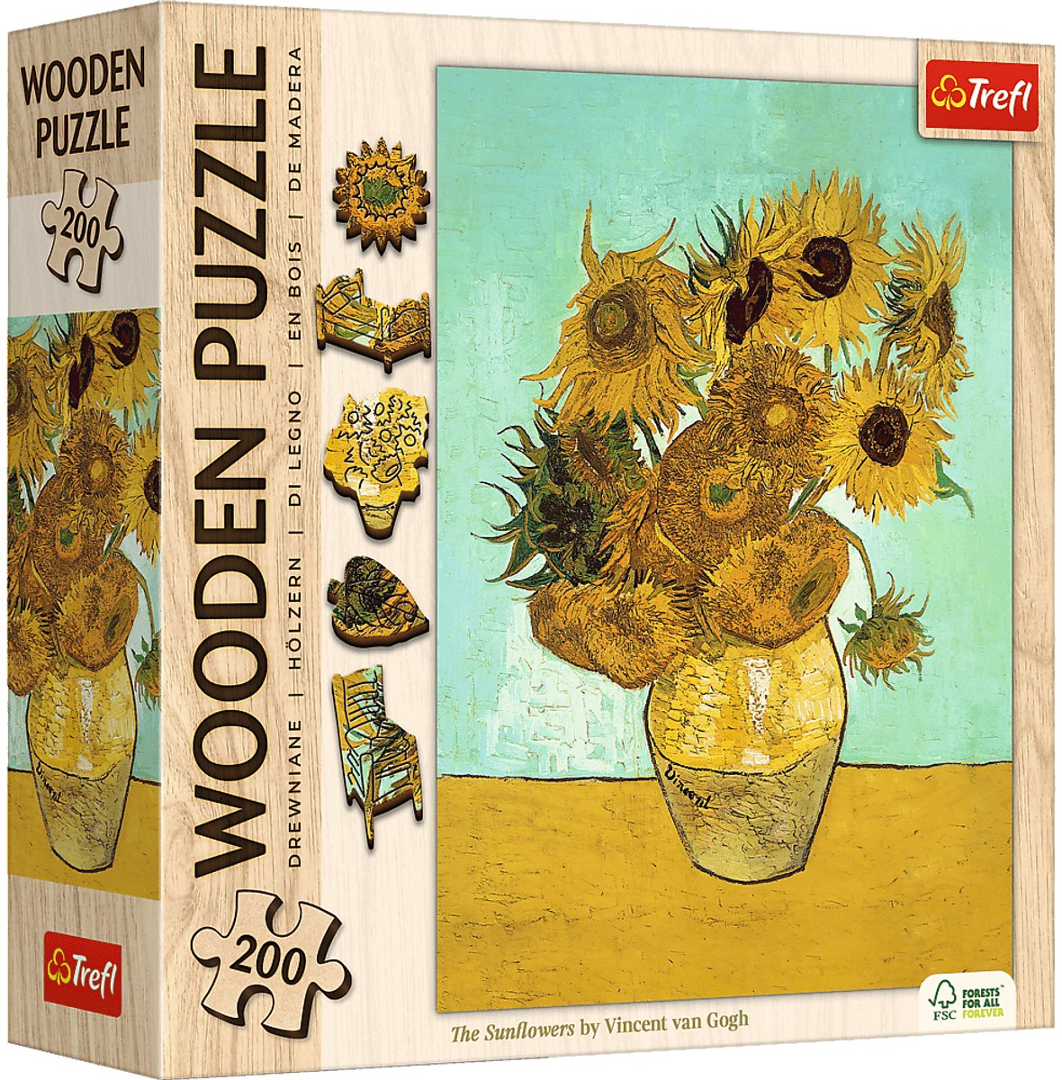 Trefl vincent van gogh kunst hout houten legpuzzel - 200 stukjes - vanaf 9 jaar