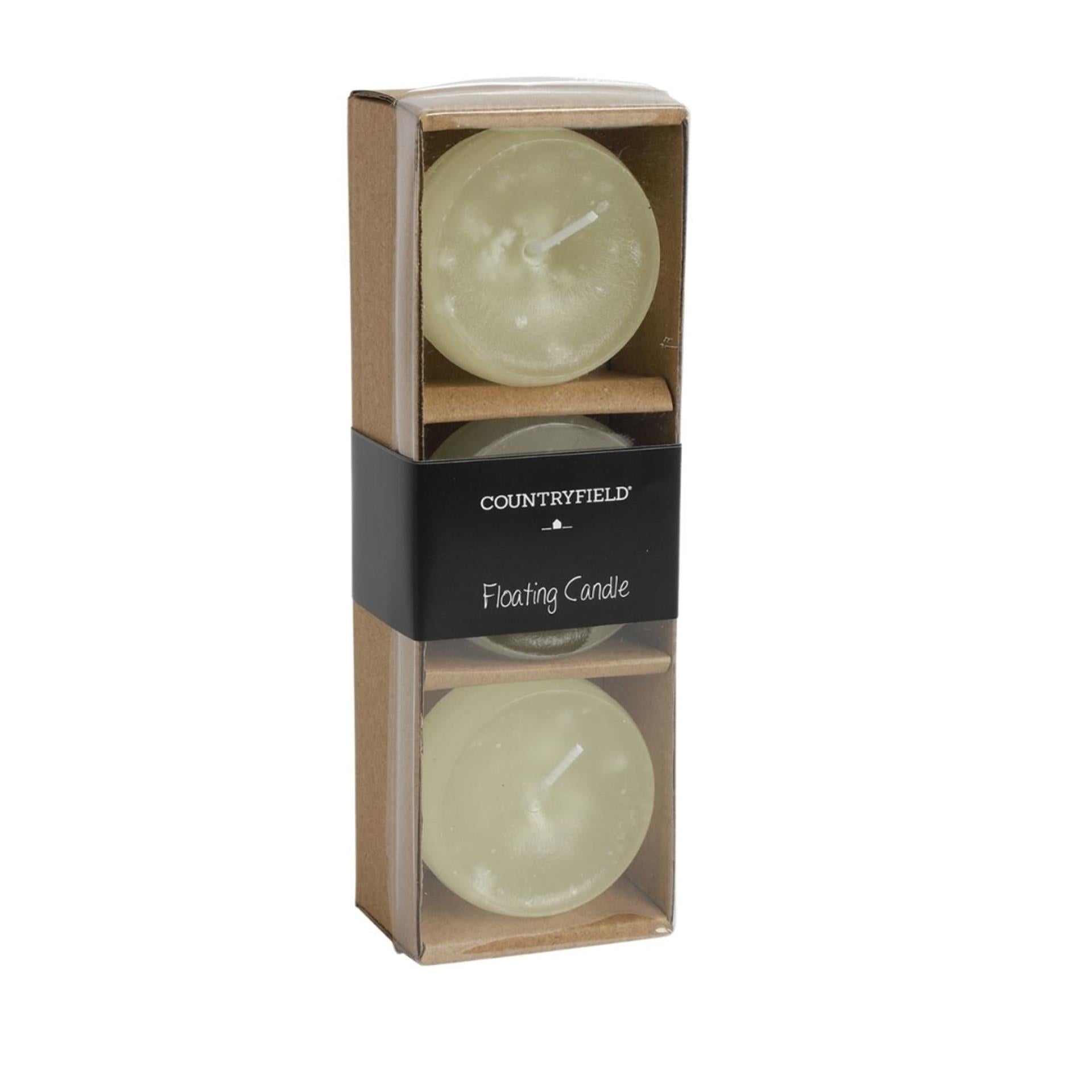 Countryfield drijfkaars bollie crème 5cm set van 3