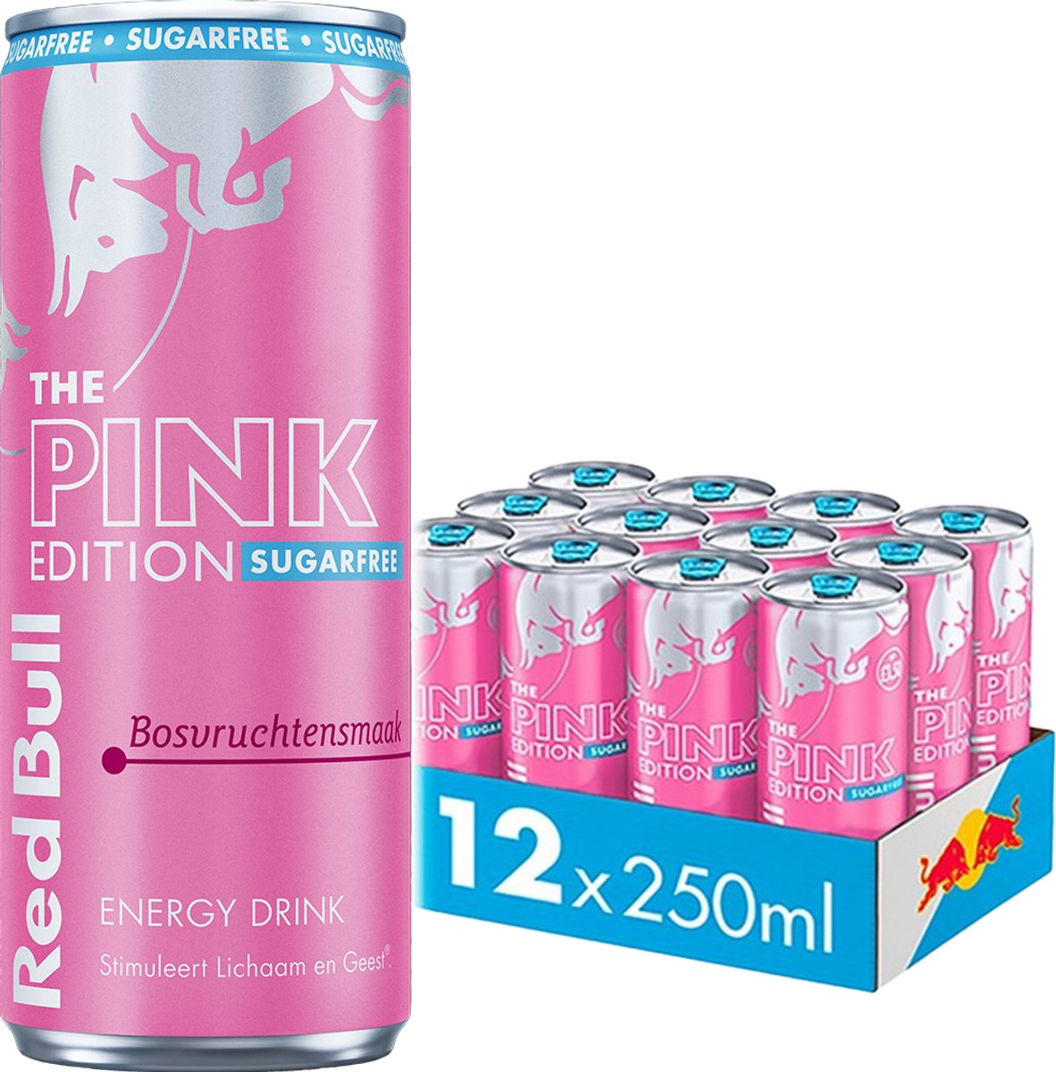 Red bull energy drink the pink edition sugarfree12-pack (12x250ml) - suikervrije energiedrank met de smaak van bosvrucht