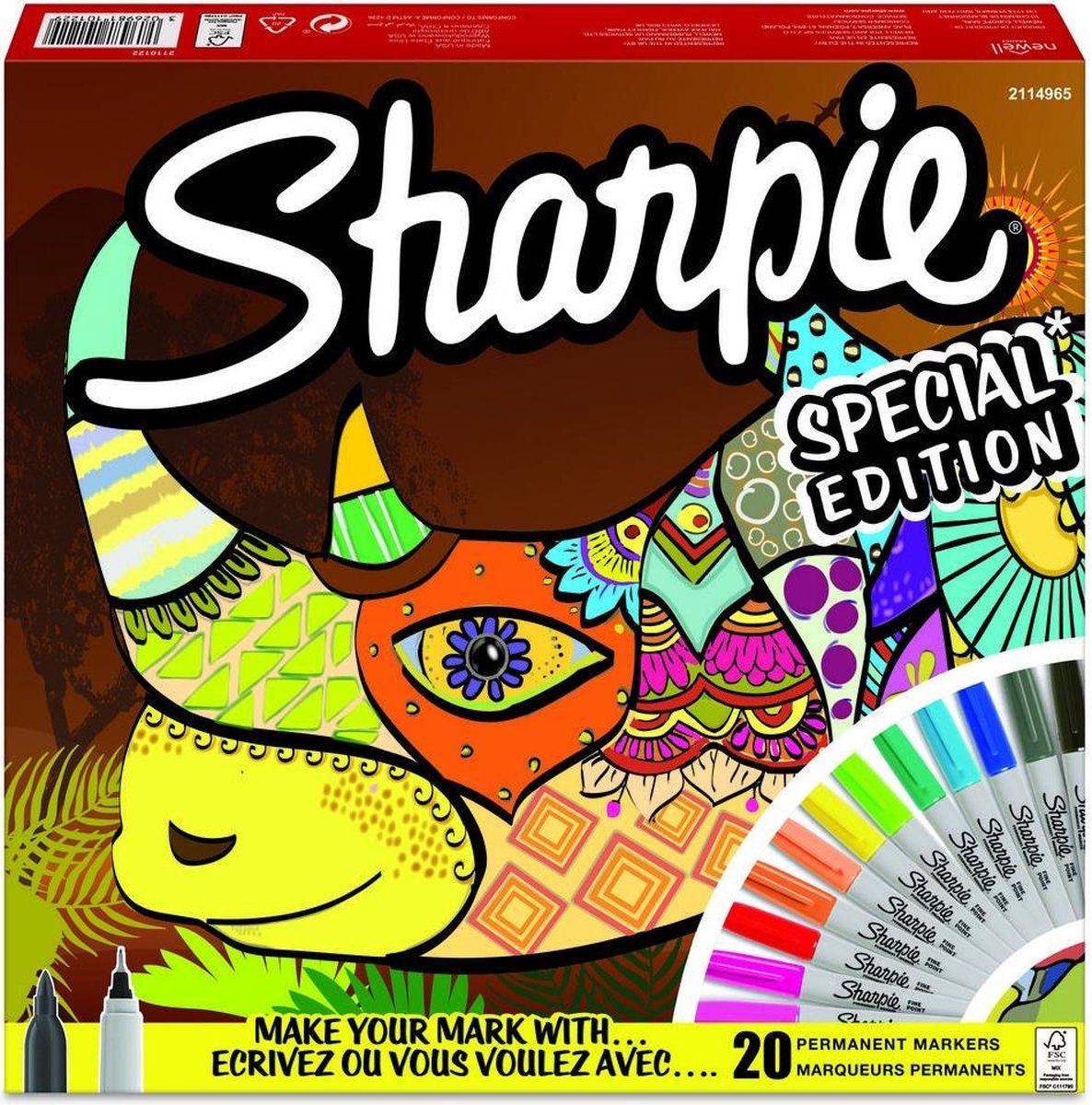 Sharpie fine point markeerstiften 20 stuks - neushoorn
