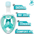 Sea turtle snorkelmasker - snorkel - duikbril - snorkelset - full face masker - volwassenen - wit turquoise - s m